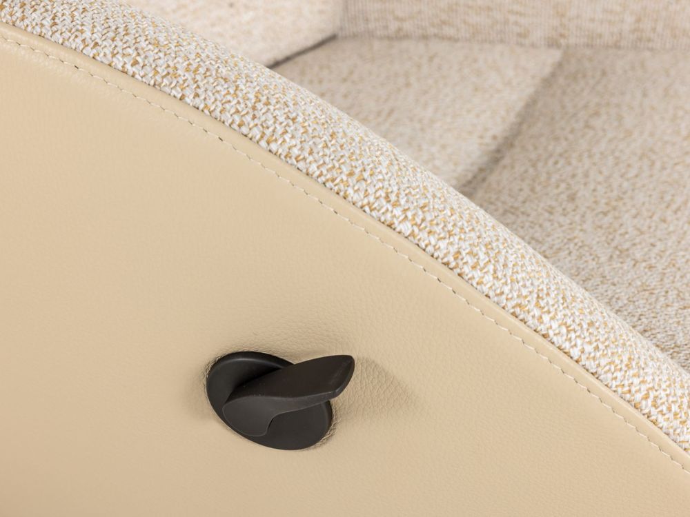 Relaxfauteuil met voetbank GLOBE MIX - Beige leder C-CFM-18-001-MIX