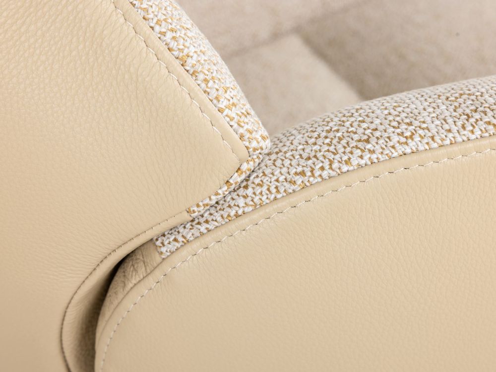Relaxfauteuil met voetbank GLOBE MIX - Beige leder C-CFM-18-001-MIX