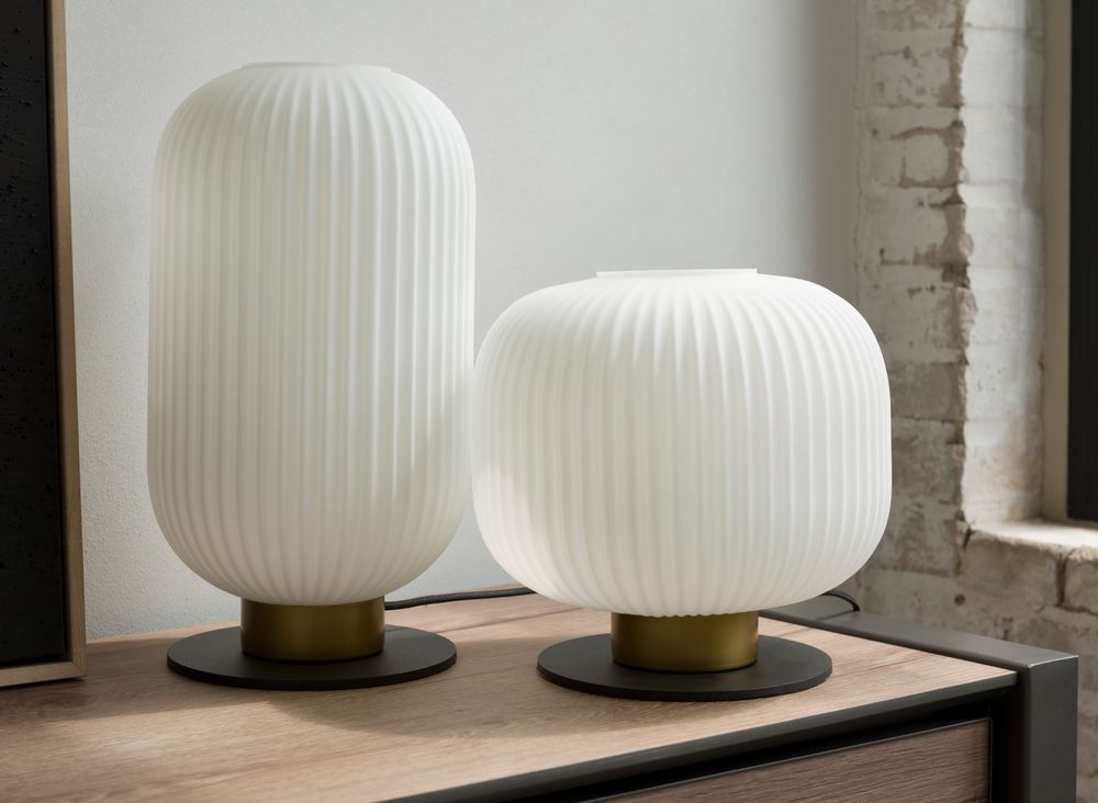 Tafellamp DAVID - Wit/Glas CCM 41551ZWA