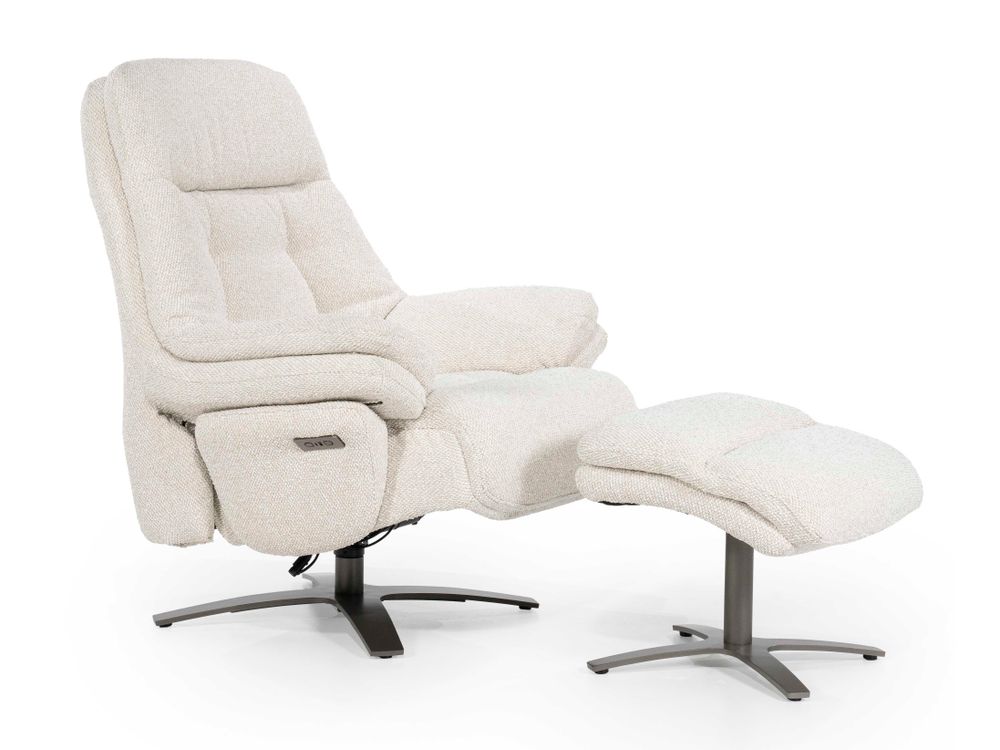 Fauteuil met voetbank CALEB - Beige ELO 96168