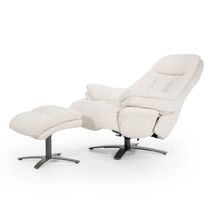 Fauteuil met voetbank CALEB - Beige ELO 96168