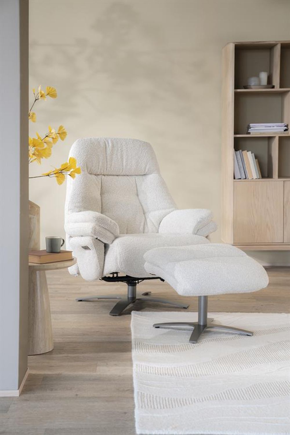 Fauteuil met voetbank CALEB - Beige ELO 96168