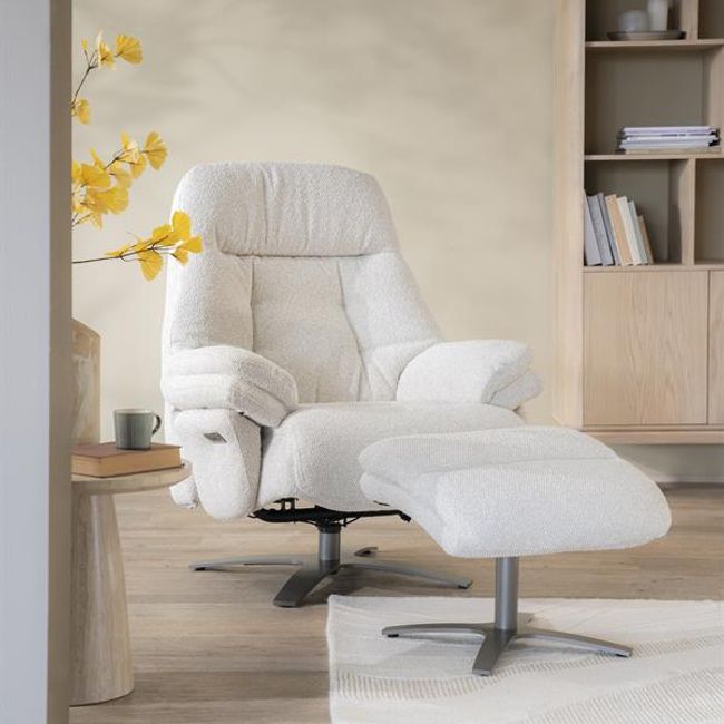 Fauteuil met voetbank CALEB - Beige