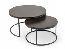 Set van 2 ronde salontafels GLASGOW - Smoked Oak FDF-18-000087