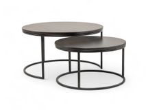 Set van 2 ronde salontafels GLASGOW - Smoked Oak FDF-18-000087