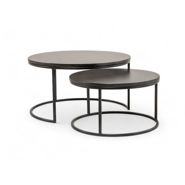 Set van 2 ronde salontafels GLASGOW - Espresso