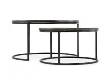 Set van 2 ronde salontafels GLASGOW - Smoked Oak FDF-18-000087