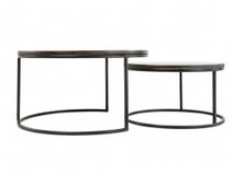 Set van 2 ronde salontafels GLASGOW - Smoked Oak FDF-18-000087