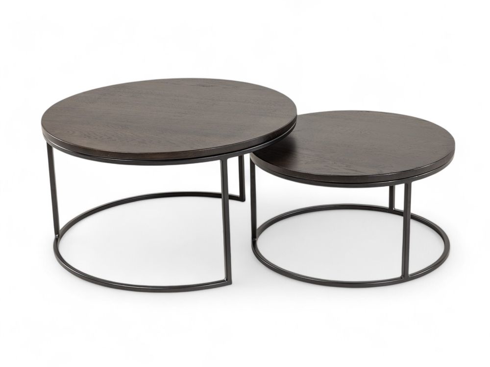 Set van 2 ronde salontafels GLASGOW - Smoked Oak FDF-18-000087