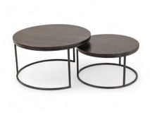Set van 2 ronde salontafels GLASGOW - Smoked Oak FDF-18-000087