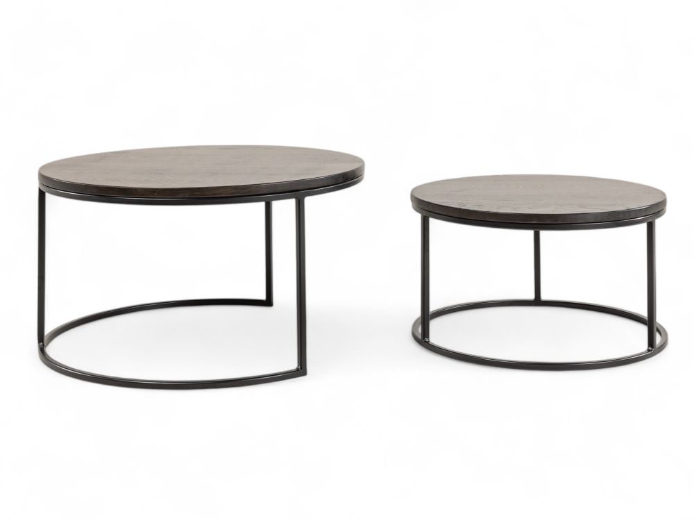 Set van 2 ronde salontafels GLASGOW - Smoked Oak FDF-18-000087