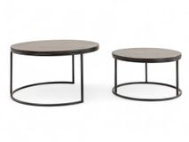 Set van 2 ronde salontafels GLASGOW - Smoked Oak FDF-18-000087