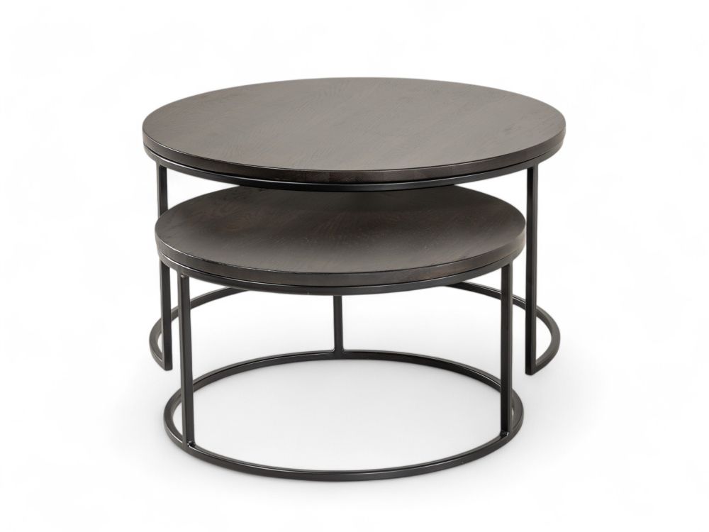 Set van 2 ronde salontafels GLASGOW - Smoked Oak FDF-18-000087