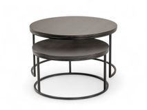 Set van 2 ronde salontafels GLASGOW - Smoked Oak FDF-18-000087