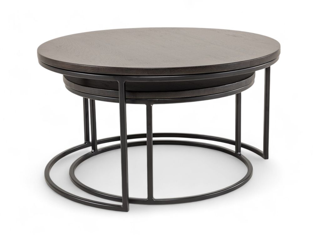 Set van 2 ronde salontafels GLASGOW - Smoked Oak FDF-18-000087