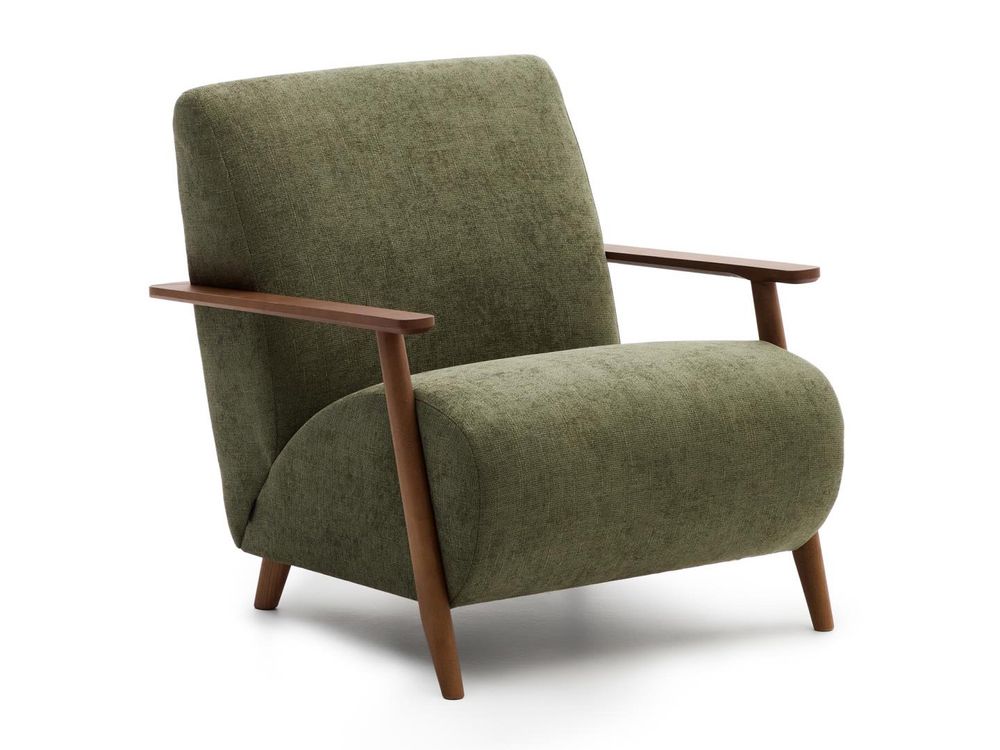 Fauteuil MEGHAN - Groen Chenille / Walnoot KAV S51612TB06