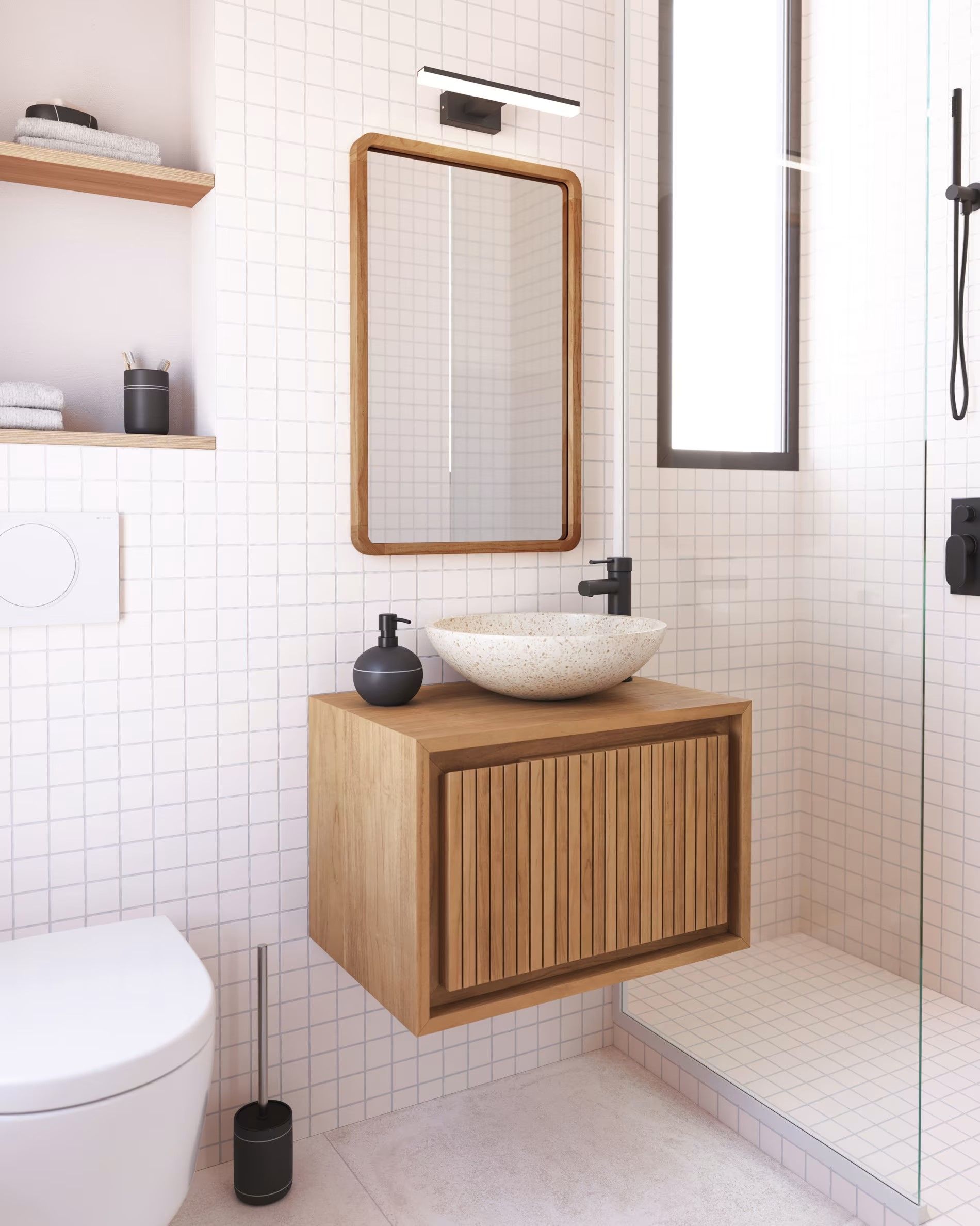 Spiegel SHAMEL - Massief Teak / Naturel