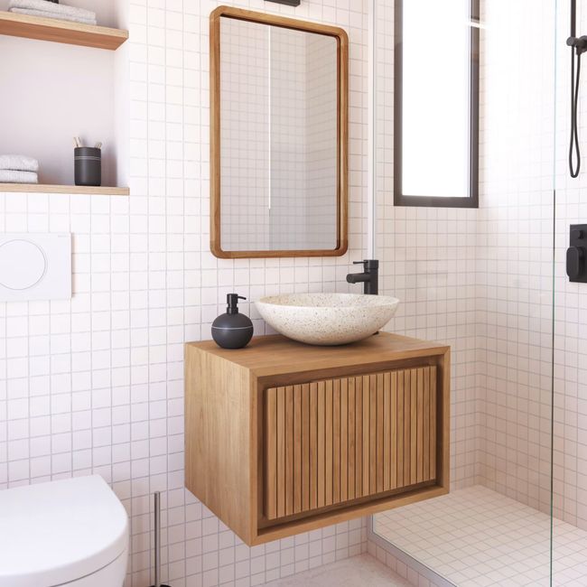 Spiegel SHAMEL - Massief Teak / Walnoot