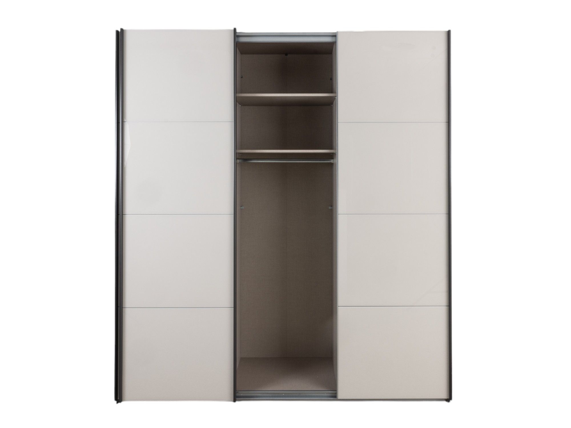 Schuifdeurkast 3-deurs KULMBACH - Champagne/Glas