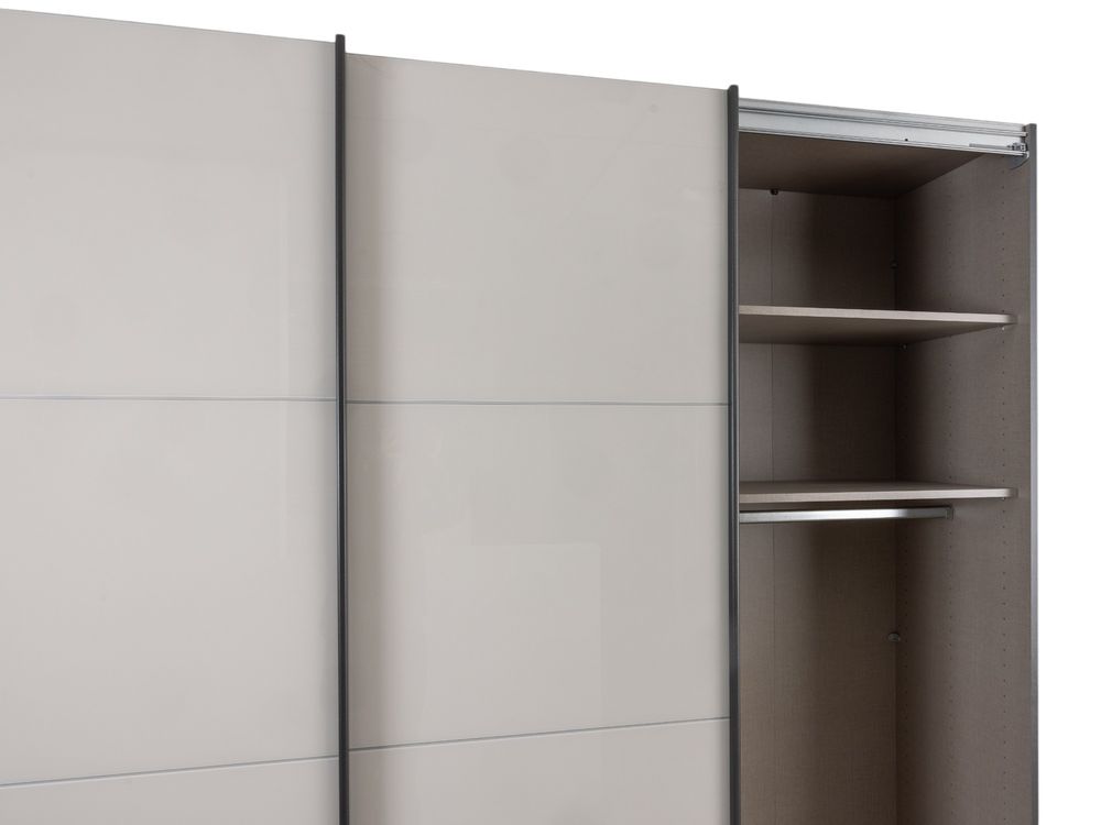 Schuifdeurkast 3-deurs KULMBACH - Champagne/Glas C-RCH-45-KAST1