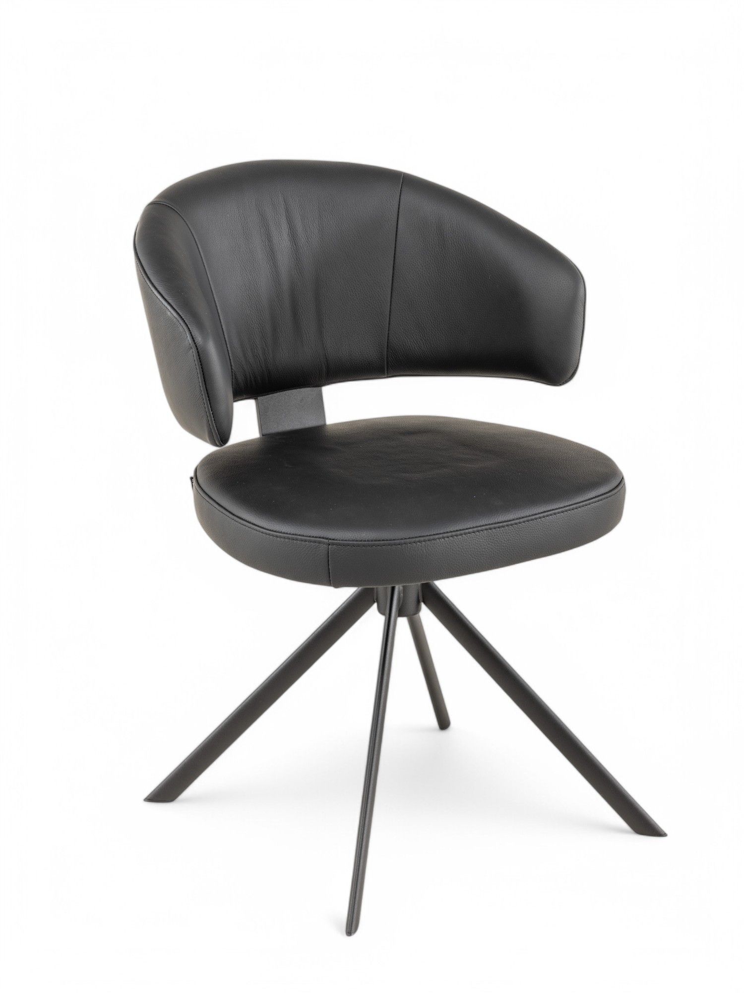 Stoel met terugdraaiende zit ZENITH - Zwart Leder