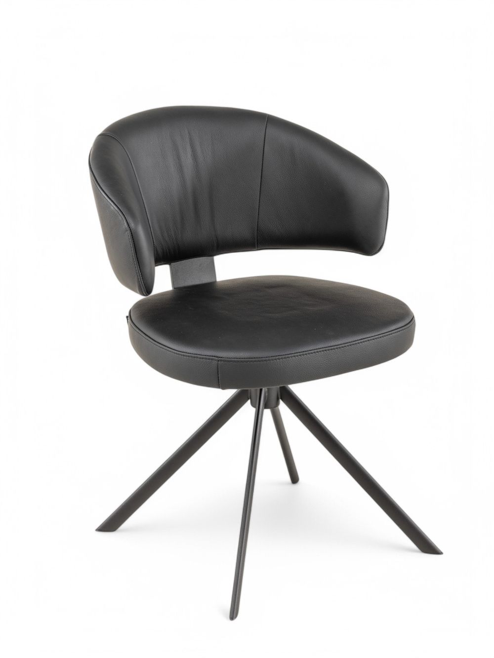 Stoel met terugdraaiende zit ZENITH - Zwart Leder MED-41-000004-LB-B900