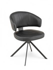 Stoel met terugdraaiende zit ZENITH - Zwart Leder MED-41-000004-LB-B900