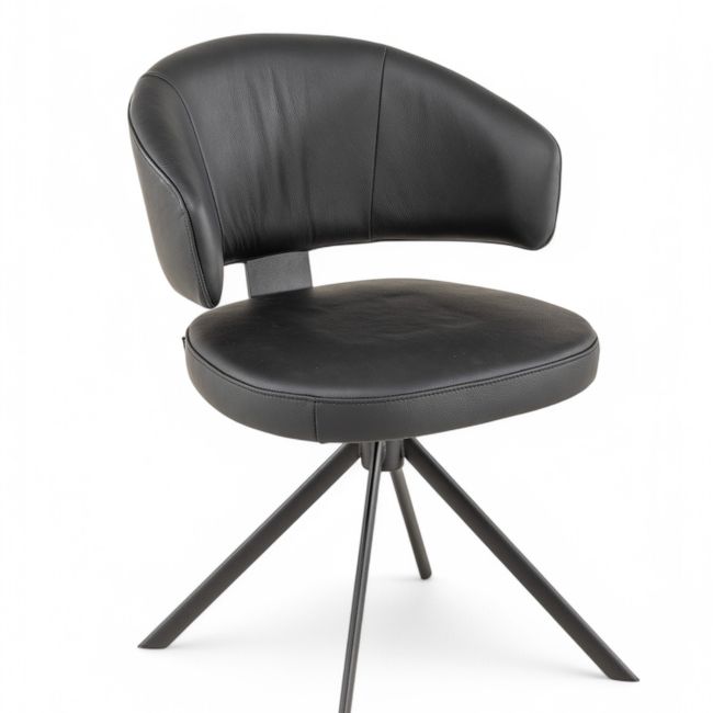 Stoel met terugdraaiende zit ZENITH - Zwart Leder