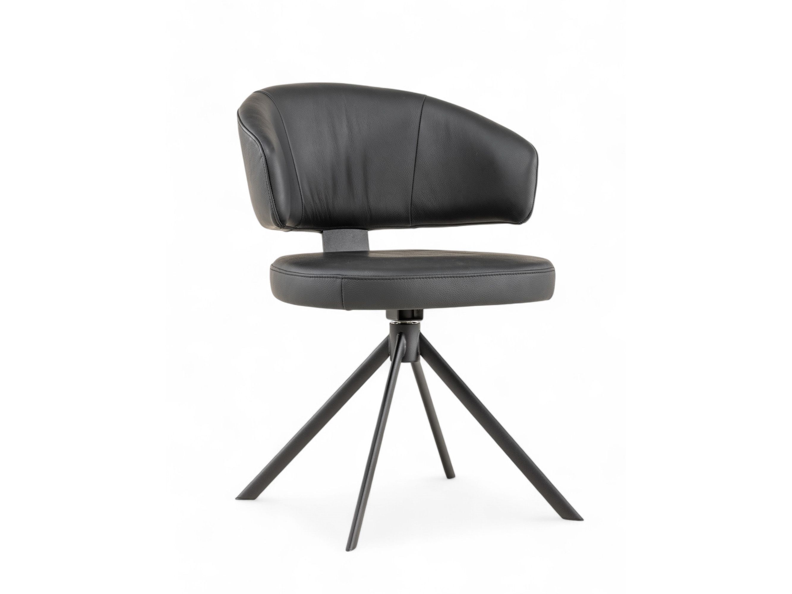 Stoel met terugdraaiende zit ZENITH - Zwart Leder