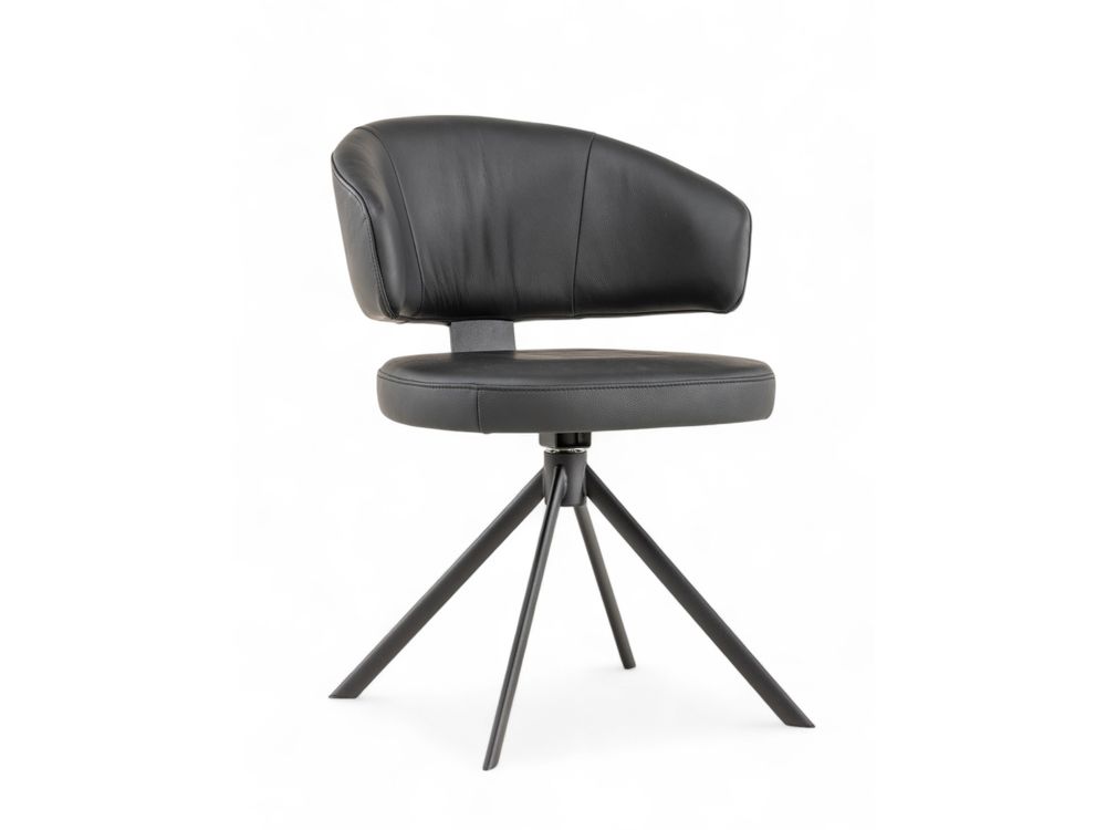 Stoel met terugdraaiende zit ZENITH - Zwart Leder MED-41-000004-LB-B900