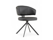 Stoel met terugdraaiende zit ZENITH - Zwart Leder MED-41-000004-LB-B900