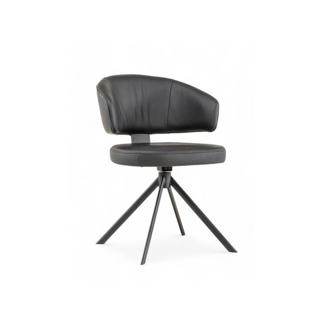 Stoel met terugdraaiende zit ZENITH - Zwart Leder