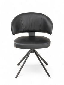 Stoel met terugdraaiende zit ZENITH - Zwart Leder MED-41-000004-LB-B900