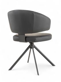 Stoel met terugdraaiende zit ZENITH - Zwart Leder MED-41-000004-LB-B900