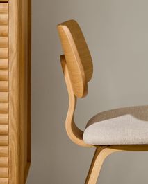 Eetkamerstoel GENA - Eikenfineer/Beige chenillesto KAV C00001BF12