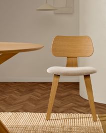 Eetkamerstoel GENA - Eikenfineer/Beige chenillesto KAV C00001BF12