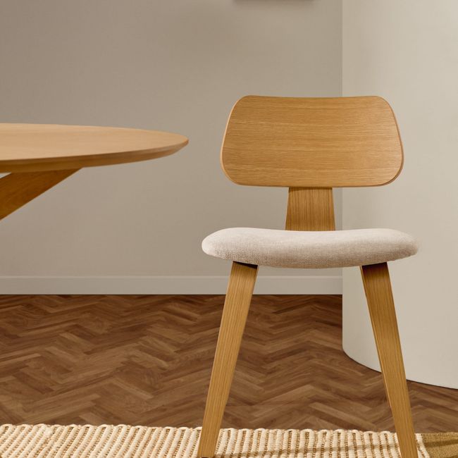 Eetkamerstoel GENA - Eikenfineer/Beige chenillesto