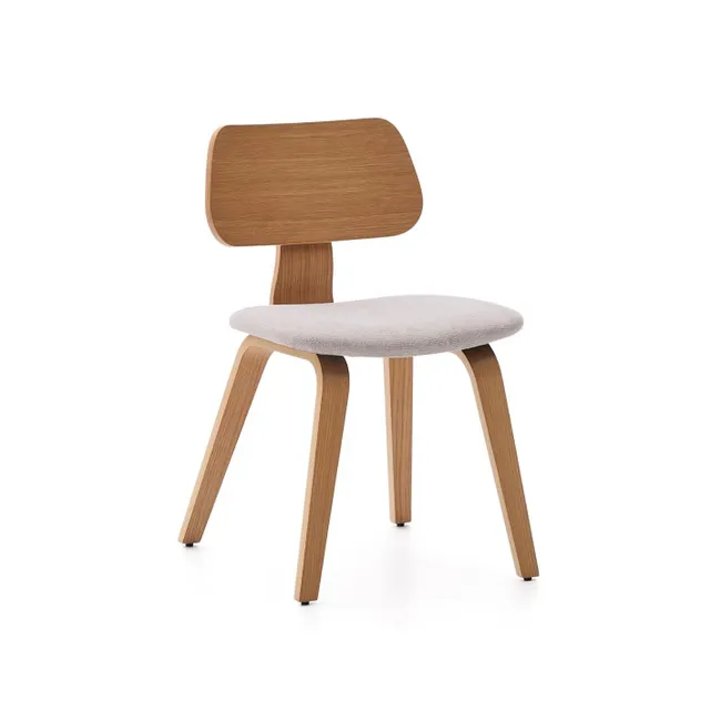 Eetkamerstoel GENA - Eikenfineer/Beige chenillesto