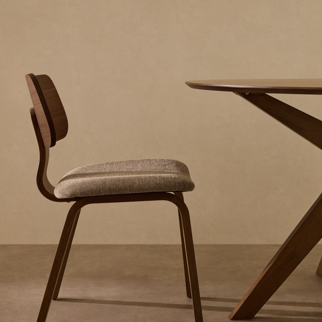 Eetkamerstoel GENA - Walnootfineer/Beige chenilles