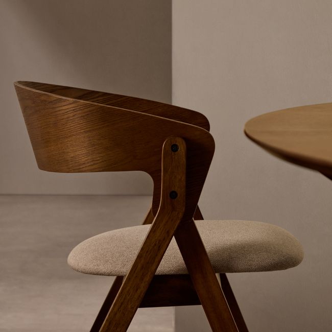 Eetkamerstoel GODIA - Wengé/Beige chenille