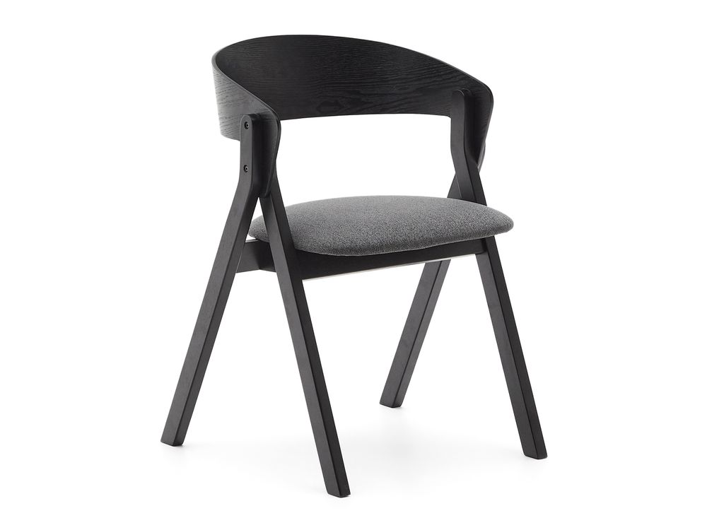 Eetkamerstoel GODIA - Zwart/Grijze chenille KAV C06056MK15