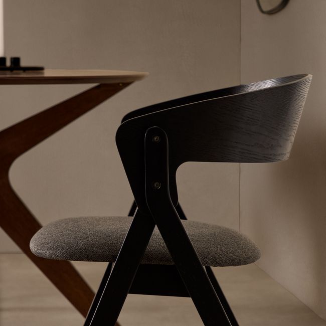 Eetkamerstoel GODIA - Zwart/Grijze chenille