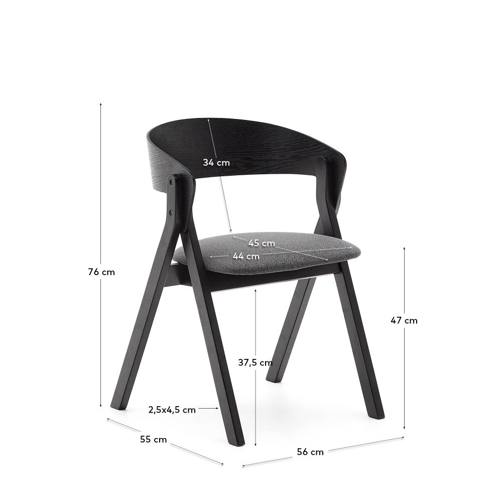 Eetkamerstoel GODIA - Zwart/Grijze chenille KAV C06056MK15