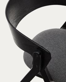 Eetkamerstoel GODIA - Zwart/Grijze chenille KAV C06056MK15