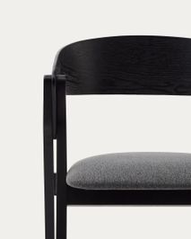 Eetkamerstoel GODIA - Zwart/Grijze chenille KAV C06056MK15