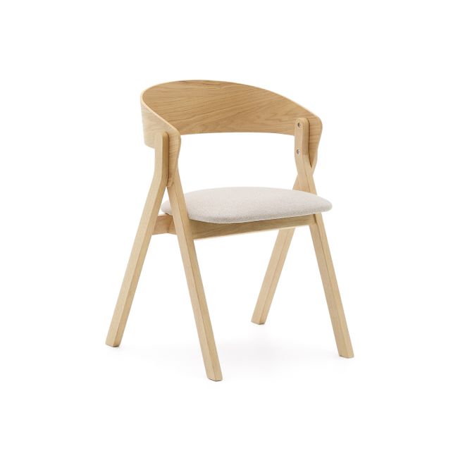 Eetkamerstoel GODIA - Hout/Beige chenille