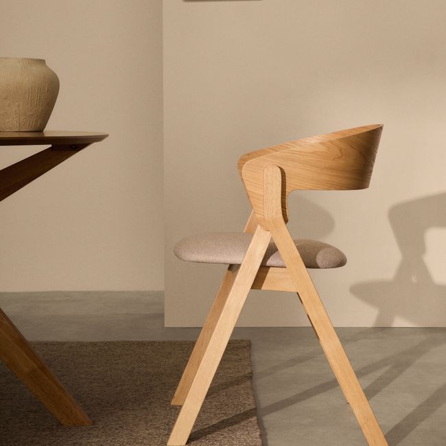 Eetkamerstoel GODIA - Hout/Beige chenille