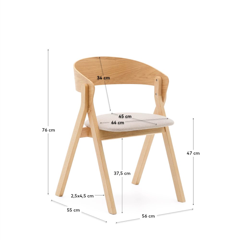 Eetkamerstoel GODIA - Hout/Beige chenille KAV C06063MK12