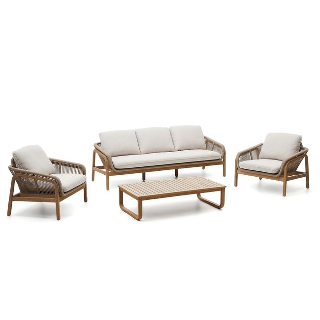 Loungeset VELLANA - Beige/Acaciahout