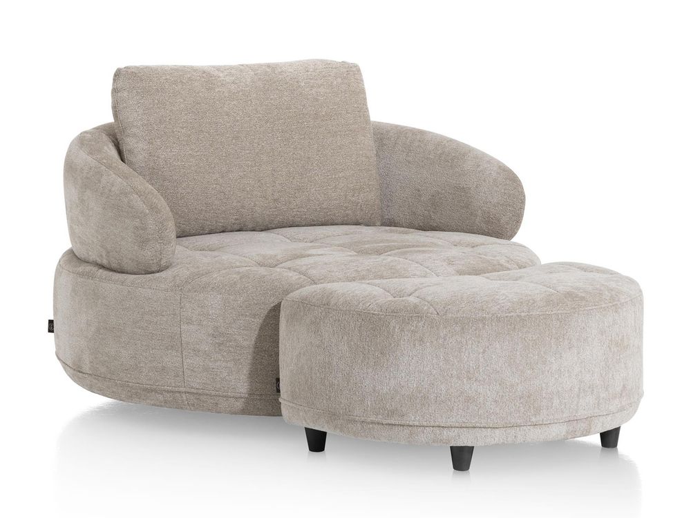 Draaifauteuil met poef BORGIA - Champagne HEH-372-TZFA-ENC
